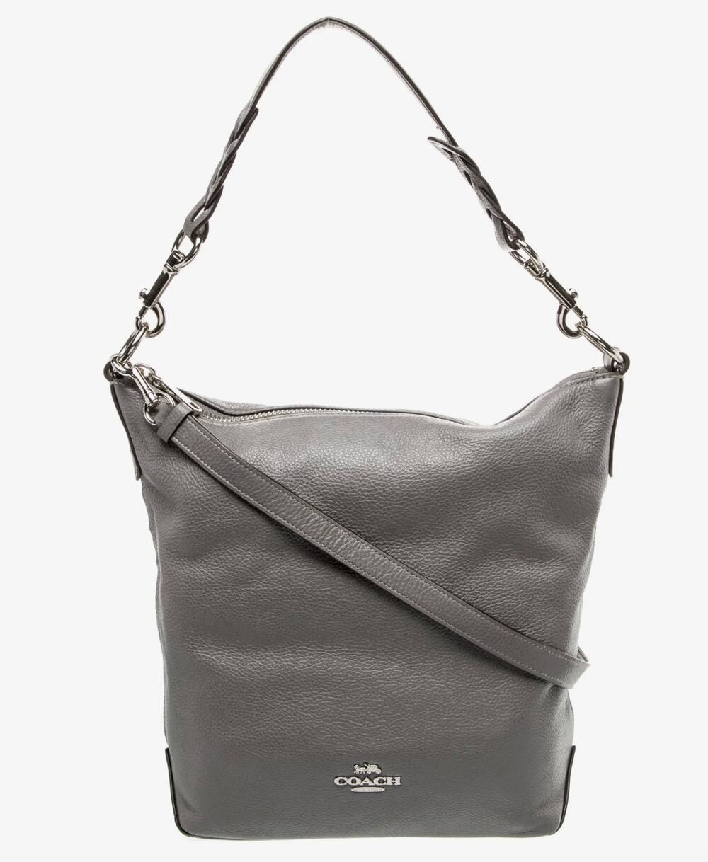 Coach Abby Duffle Gray Pebble Leather Shoulder Crossbody Bag